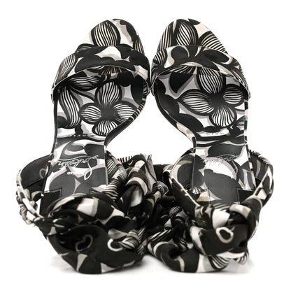 Christian Louboutin Crepe Satin Du Desert 100 Ankle Wrap Sandals 37.5 Black White 2 of 9