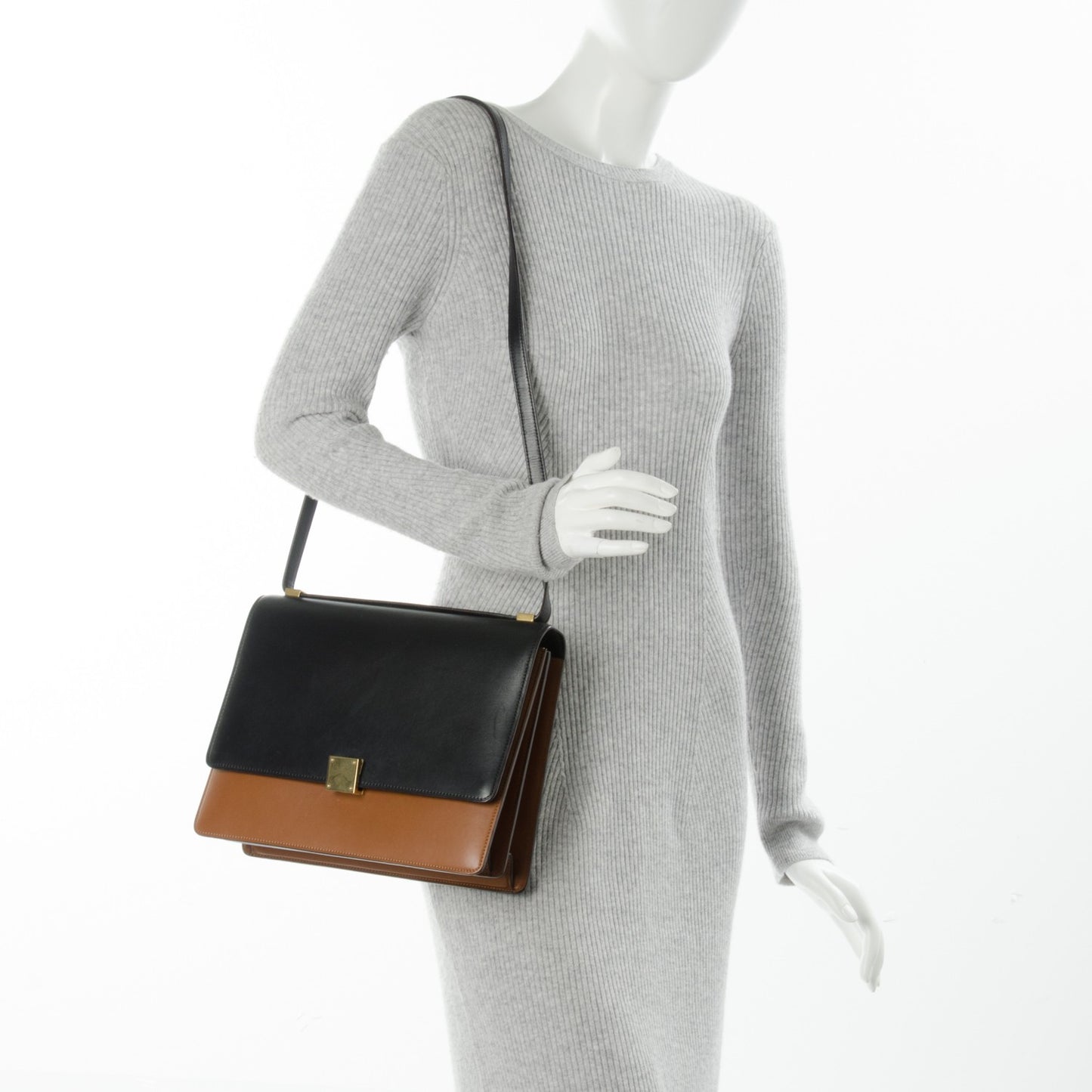 Smooth Calfskin Bi-Color Large Case Camel