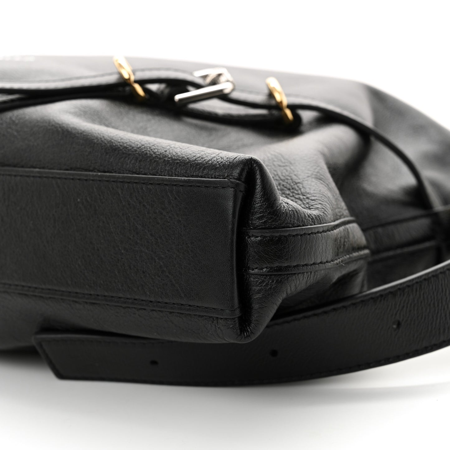 Tumbled Calfskin Corset Medium Voyou Bag Black