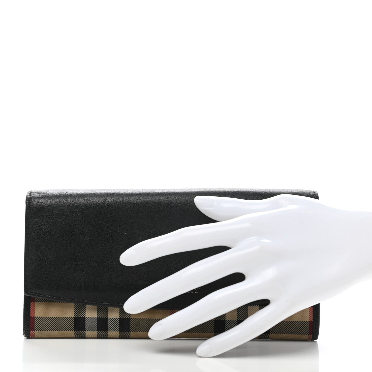 Burberry Calfskin Horseferry Check Porter Continental Wallet Black 2 of 8