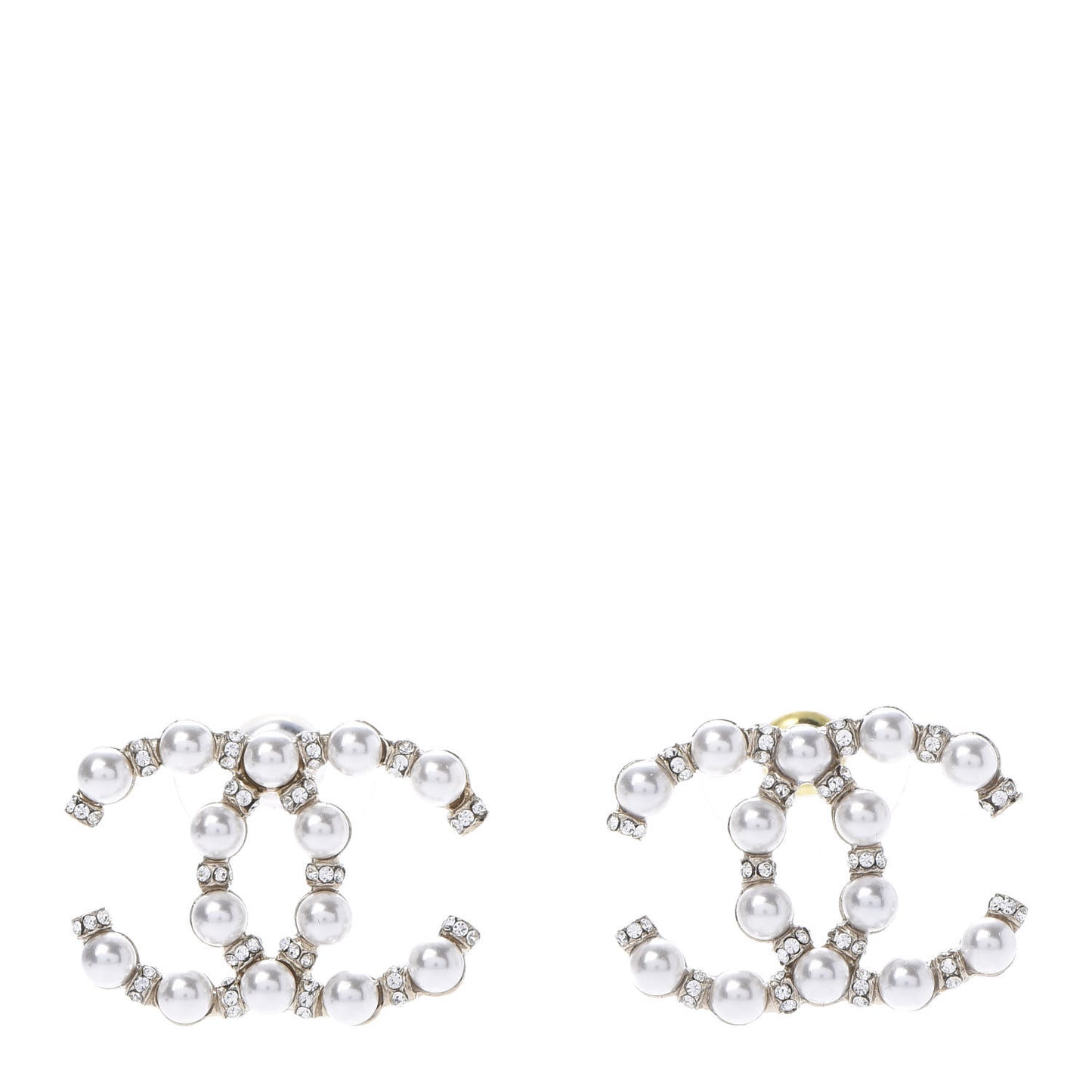 Pearl Crystal Nefertiti CC Earrings Gold