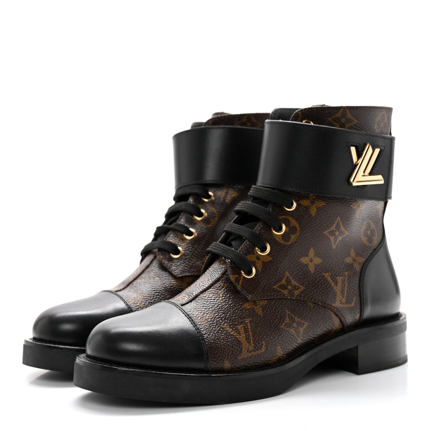 Calfskin Monogram Wonderland Flat Ranger Boots 38 Black