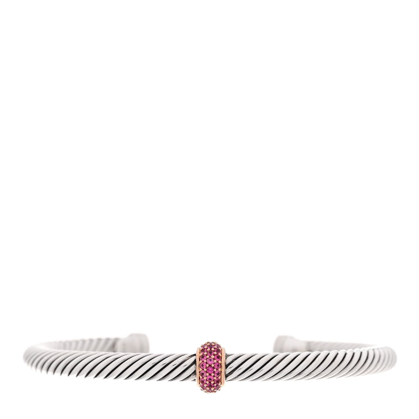 Sterling Silver 18K Rose Gold Pink Sapphire 5mm Cable Classics Single Station Bracelet