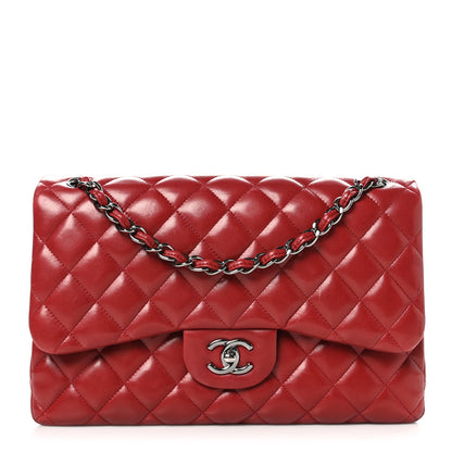 Chanel Lambskin Quilted Jumbo Double Flap Dark Red 1 of 11