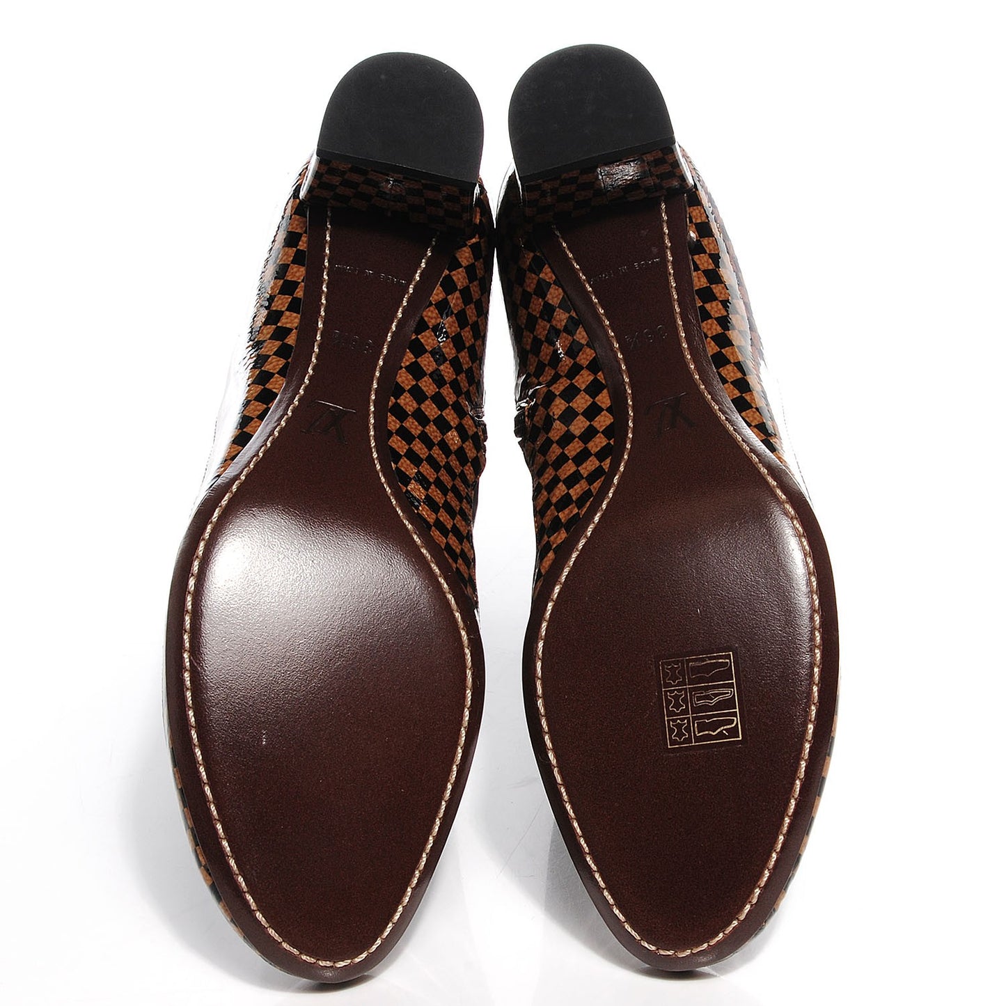 Calfskin Damier Ebene Ankle Boots 36.5