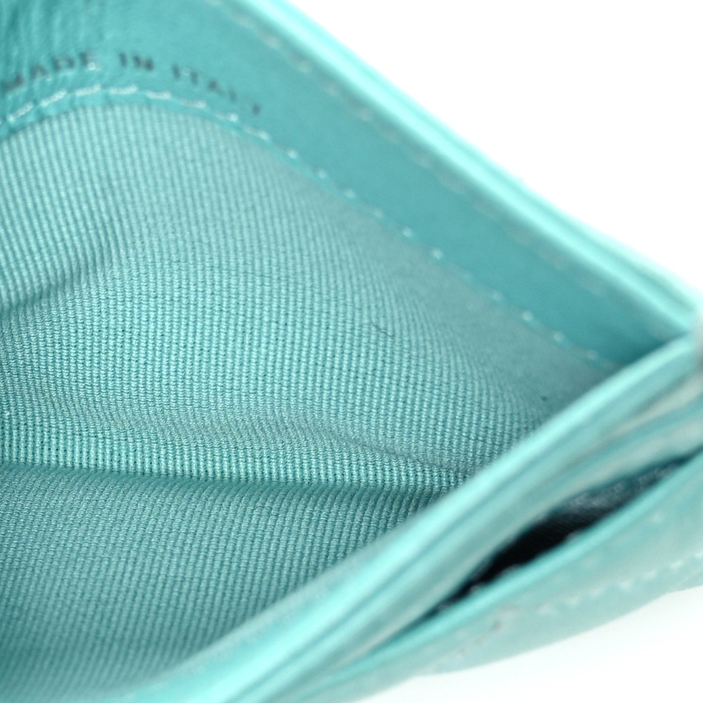 Lambskin Quilted Card Holder Turquoise