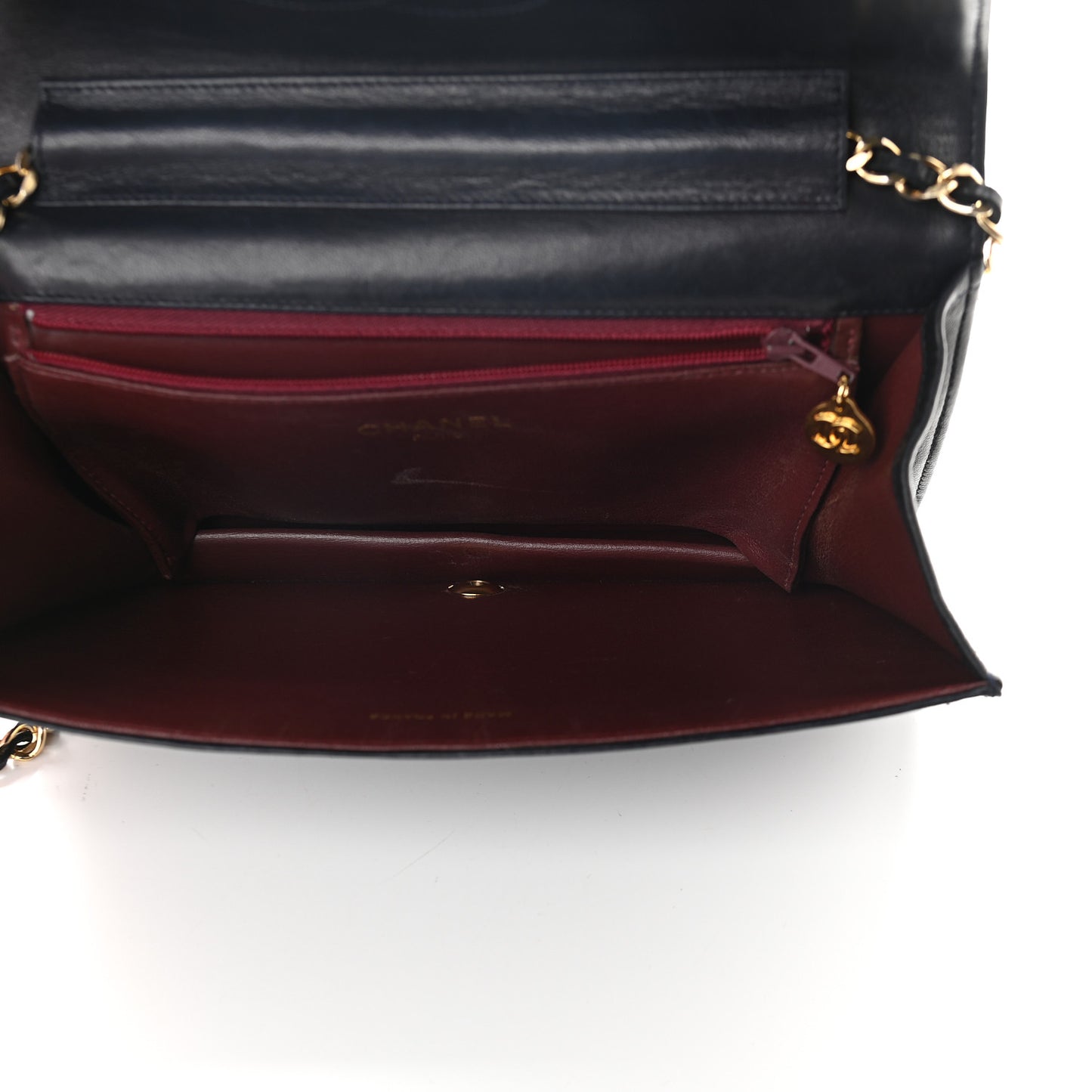 Lambskin Quilted Small Single Flap Bag Navy