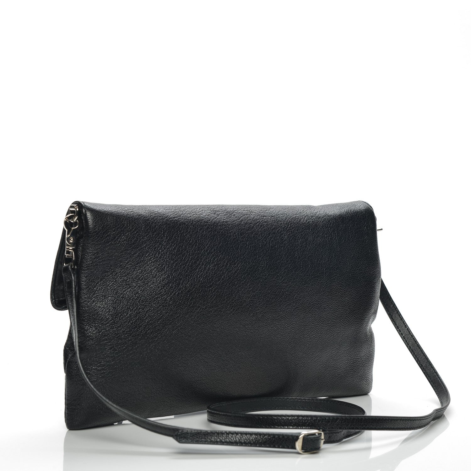 Balenciaga Chevre Silver Metallic Edge Hardware Envelope Clutch Black 3 of 7