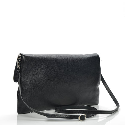 Balenciaga Chevre Silver Metallic Edge Hardware Envelope Clutch Black 3 of 7