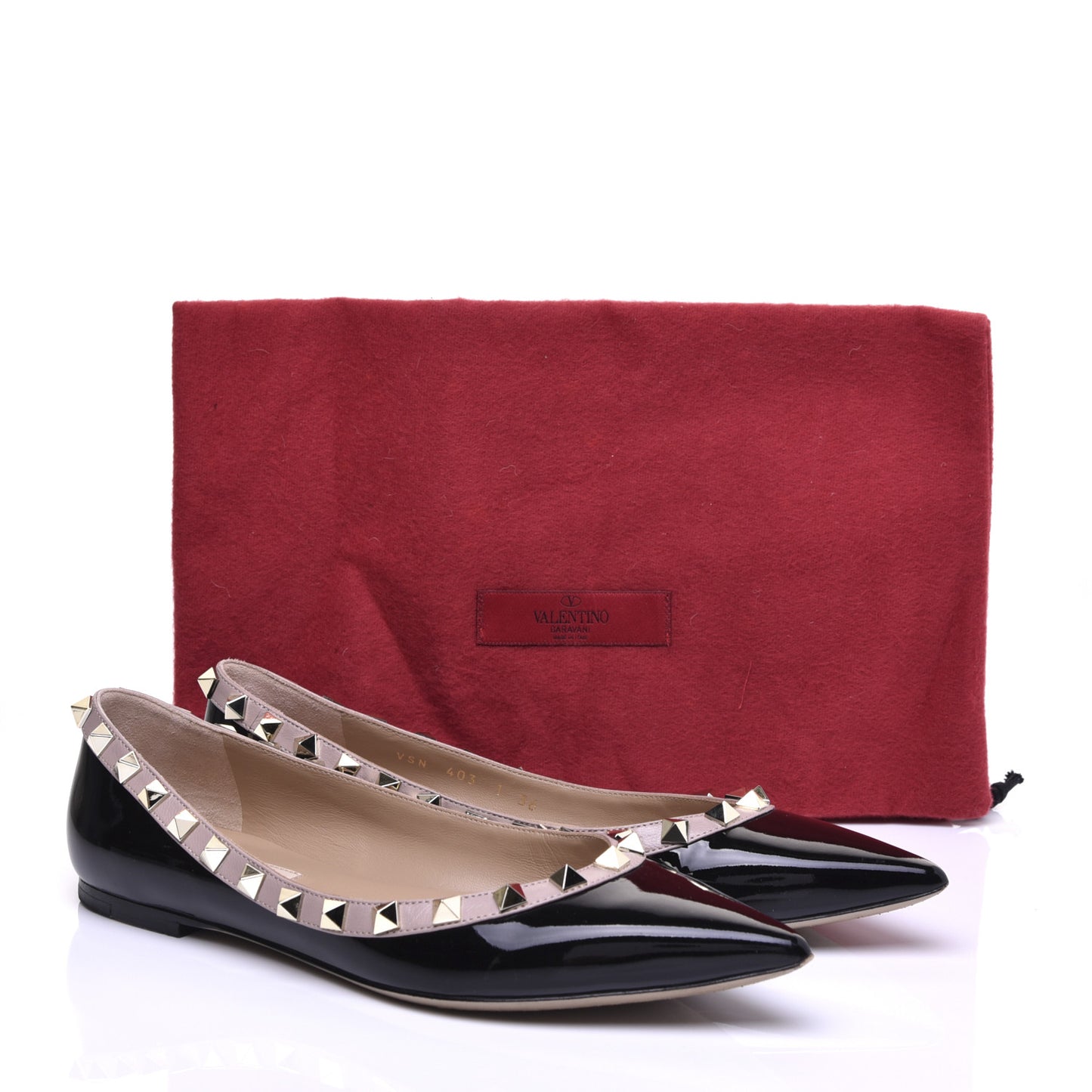 Patent Rockstud Ballerina Flats 36 Black Poudre