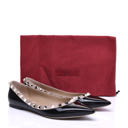 Valentino Garavani Patent Rockstud Ballerina Flats 36 Black Poudre 10 of 10