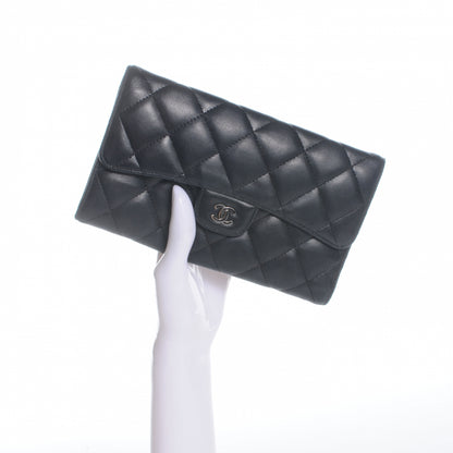 Chanel Lambskin Quilted Large Flap Wallet Black 2 of 9