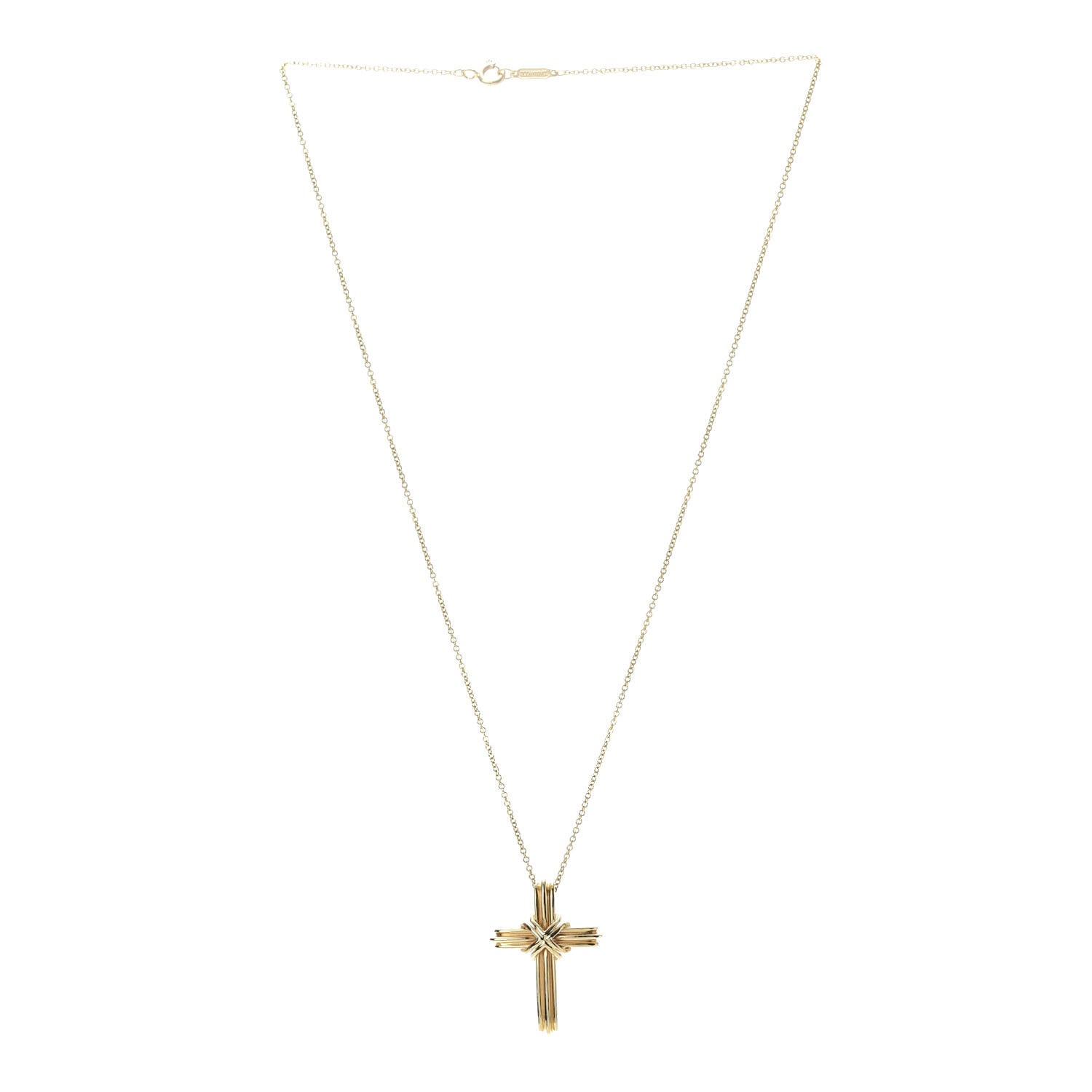 Tiffany 18K Yellow Gold Cross Pendant Necklace 3 of 6
