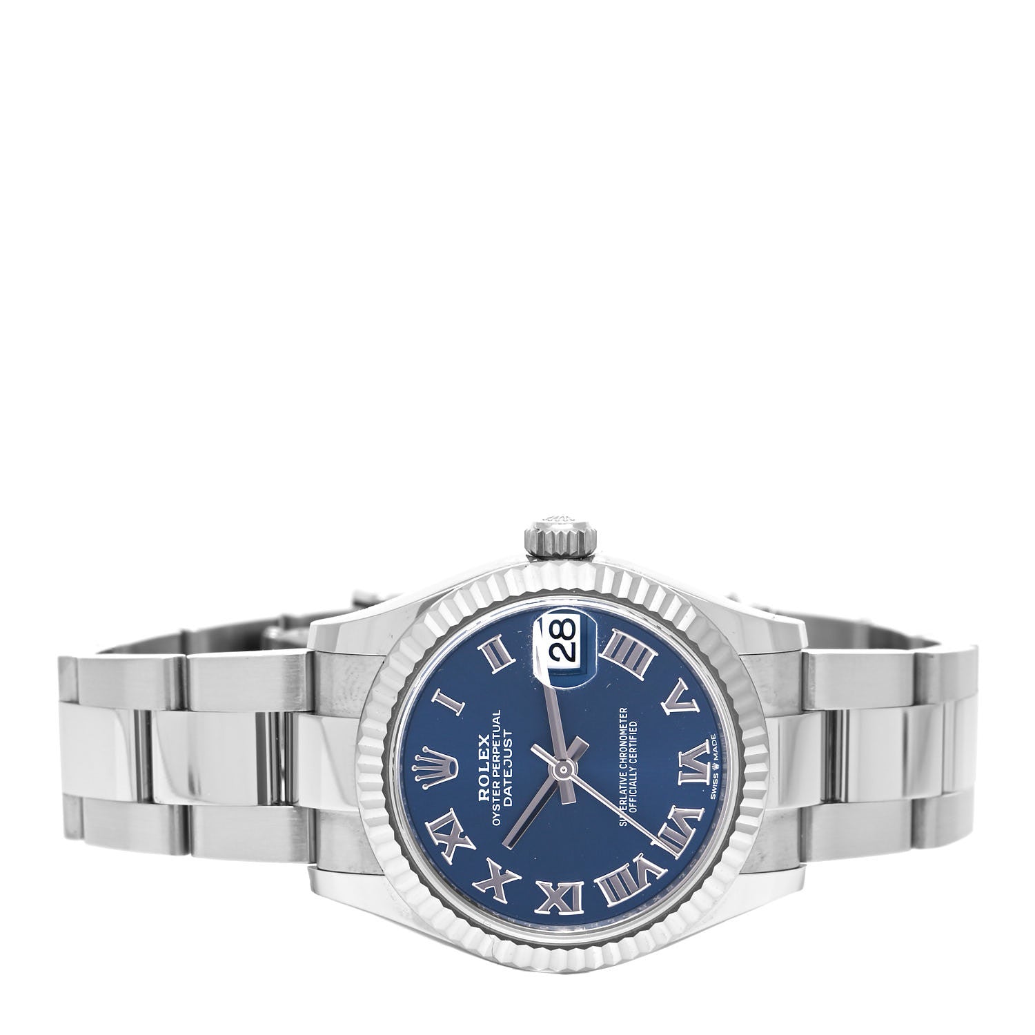 Rolex Stainless Steel 18K White Gold 31mm Oyster Perpetual Datejust Watch Bright Blue Roman 278274 2 of 5
