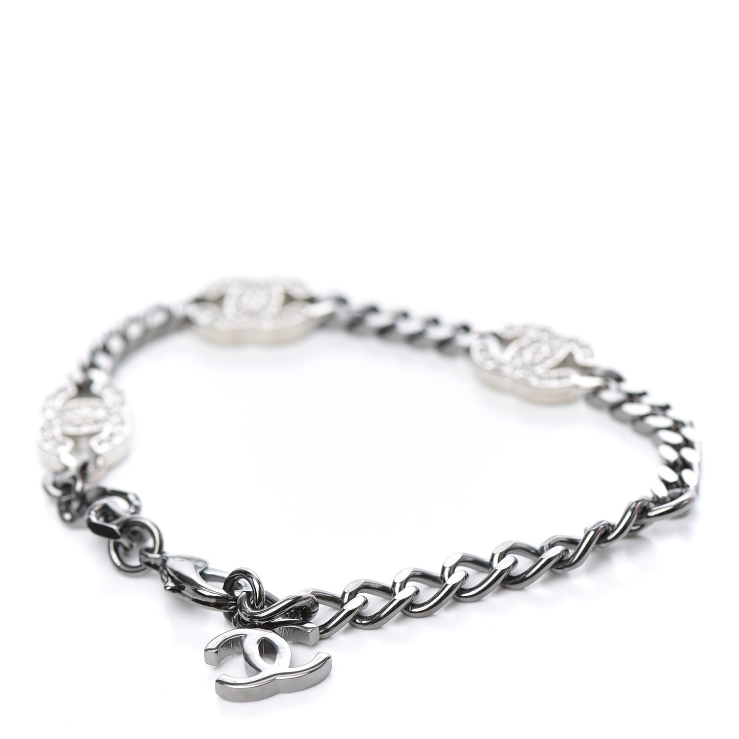 Crystal CC Chain Bracelet Silver
