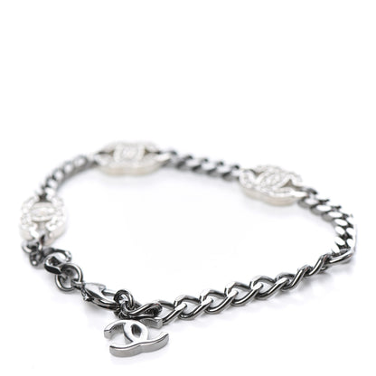 Chanel Crystal CC Chain Bracelet Silver 3 of 5
