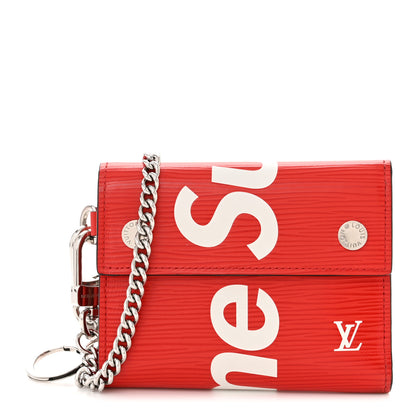 Louis Vuitton X SUPREME Epi Chain Wallet Red 1 of 9