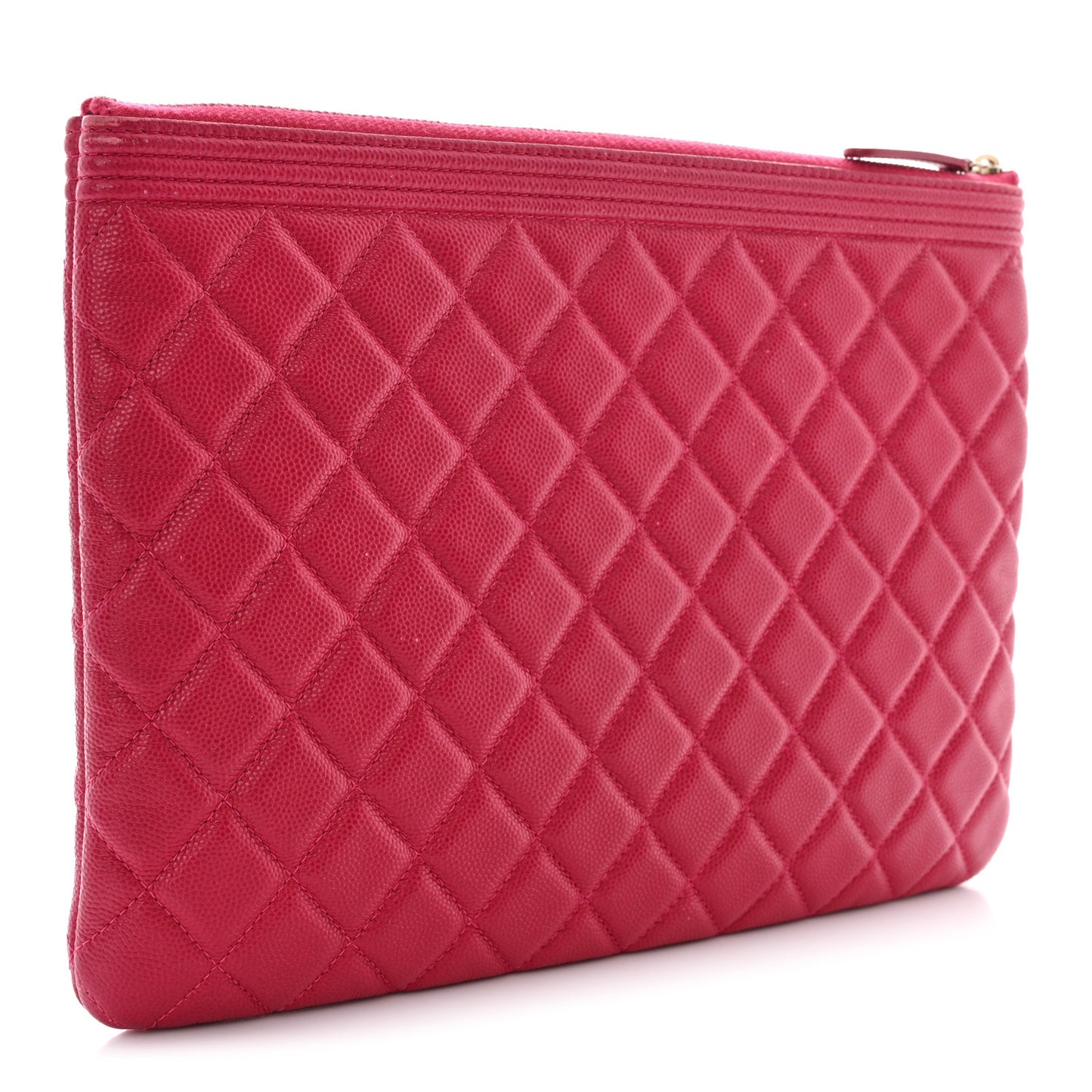 Caviar Quilted Medium Boy Cosmetic Case Dark Pink