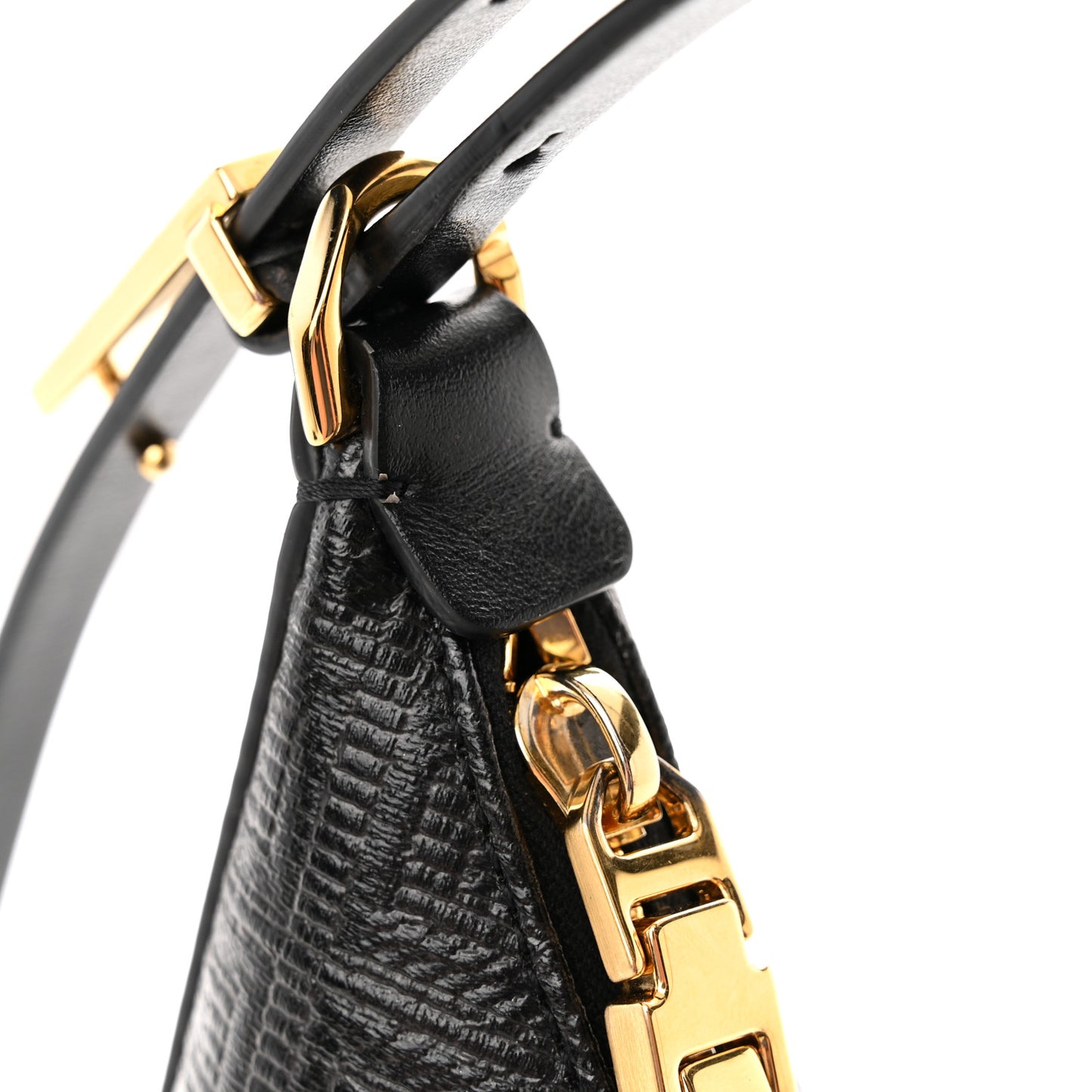Coated Canvas Logo 4G Embossed Small Moon Cut Out Shoulder Bag Black