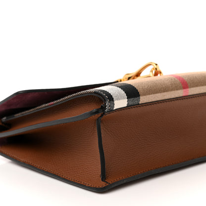 Burberry Derby Calfskin House Check Small Macken Crossbody Bag Tan 10 of 13