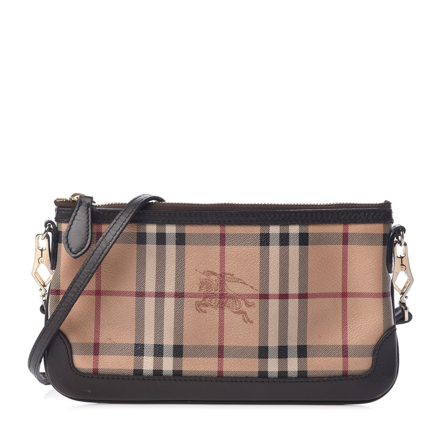 Burberry Haymarket Check Small Peyton Crossbody Clutch Bag Chocolate 1 of 8