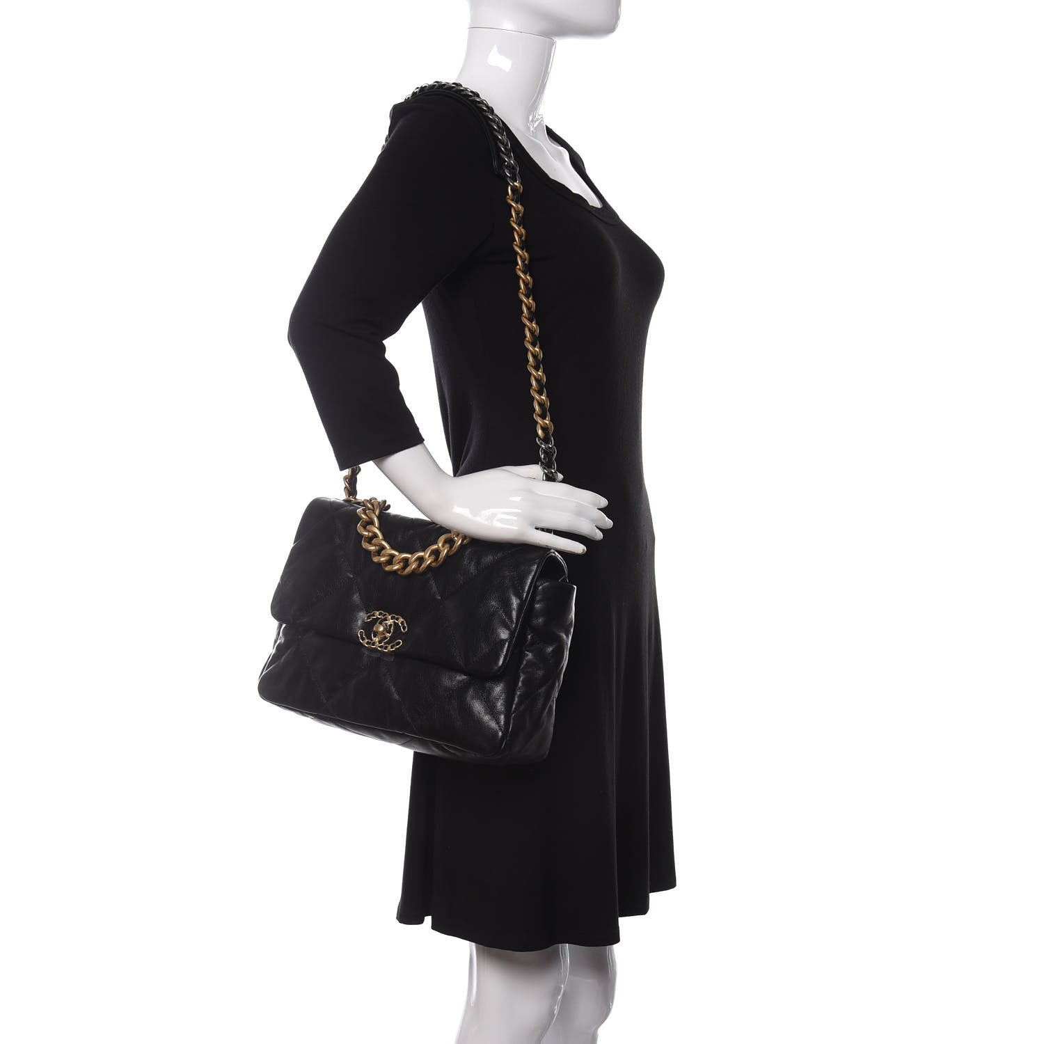 Chanel Goatskin Quilted Large Chanel 19 Flap Black 2 of 11