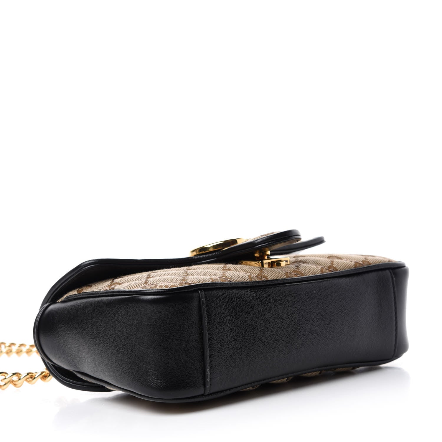 Gucci Monogram Matelasse Diagonal Mini GG Marmont Shoulder Bag Beige Black 5 of 11