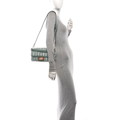 Fendi Sequin Paillettes Nappa Baguette Light Blue 2 of 11