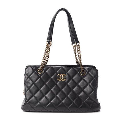 Chanel Calfskin Quilted Small CC Crown Tote Black 1 of 10