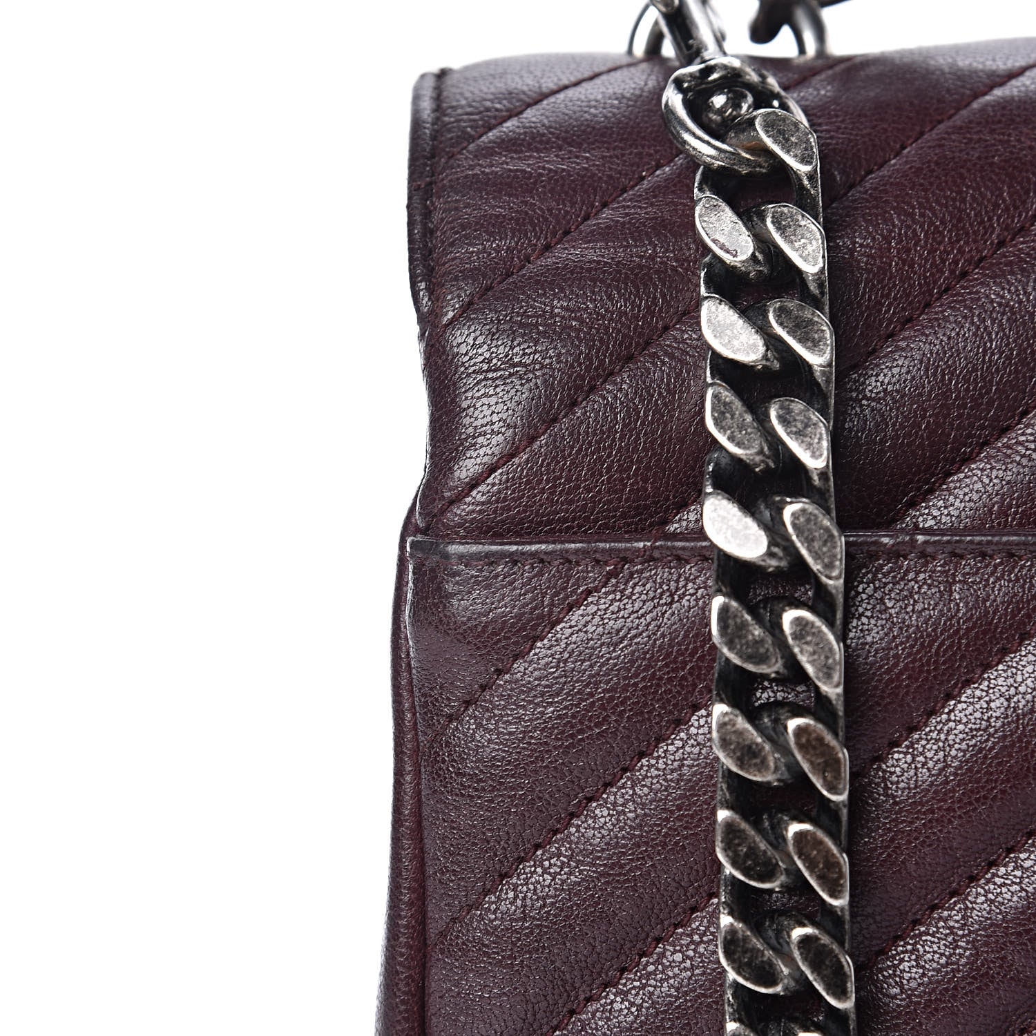 Saint Laurent Sheepskin Matelasse Chevron Monogram Large College Satchel Amaranto 17 of 21