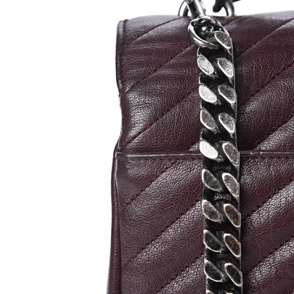 Saint Laurent Sheepskin Matelasse Chevron Monogram Large College Satchel Amaranto 17 of 21
