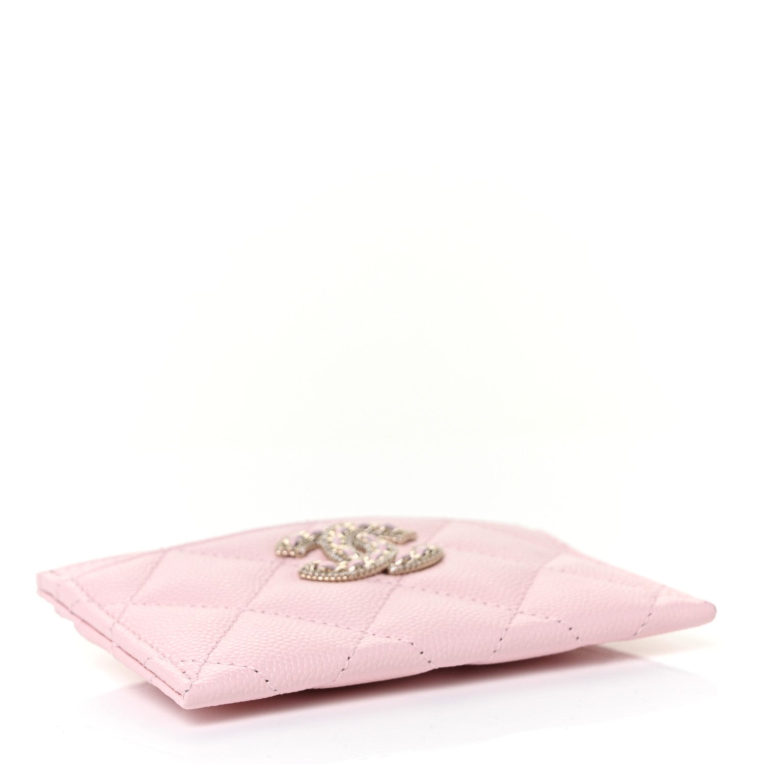 Chanel Caviar Quilted Crystal Card Holder Pink 4 of 11