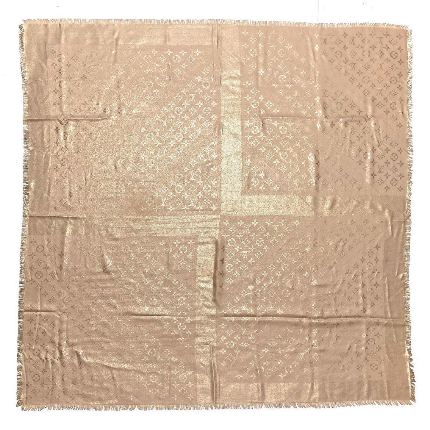 Silk Wool Monogram Rock Shawl Gold