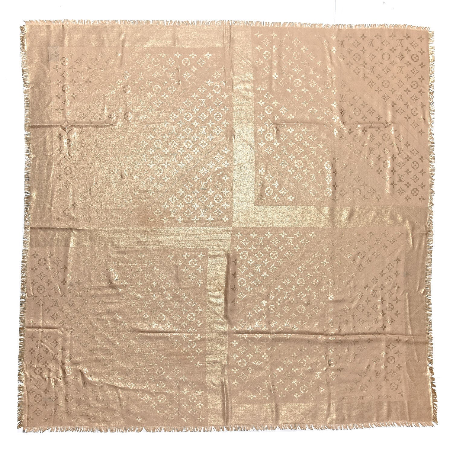 Louis Vuitton Silk Wool Monogram Rock Shawl Gold 1 of 4