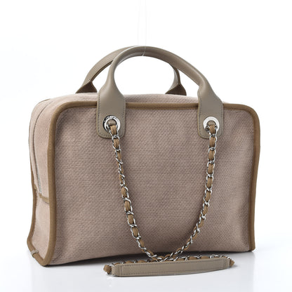 Chanel Denim Deauville Bowling Bag Beige 2 of 9