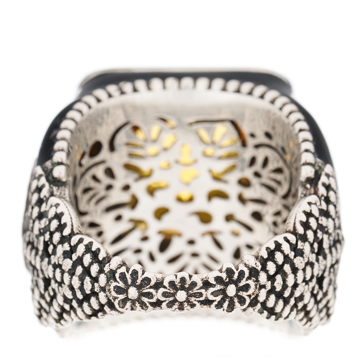 Gucci Sterling Silver Citrine Crystal Enamel Cocktail Ring 57 8 4 of 6