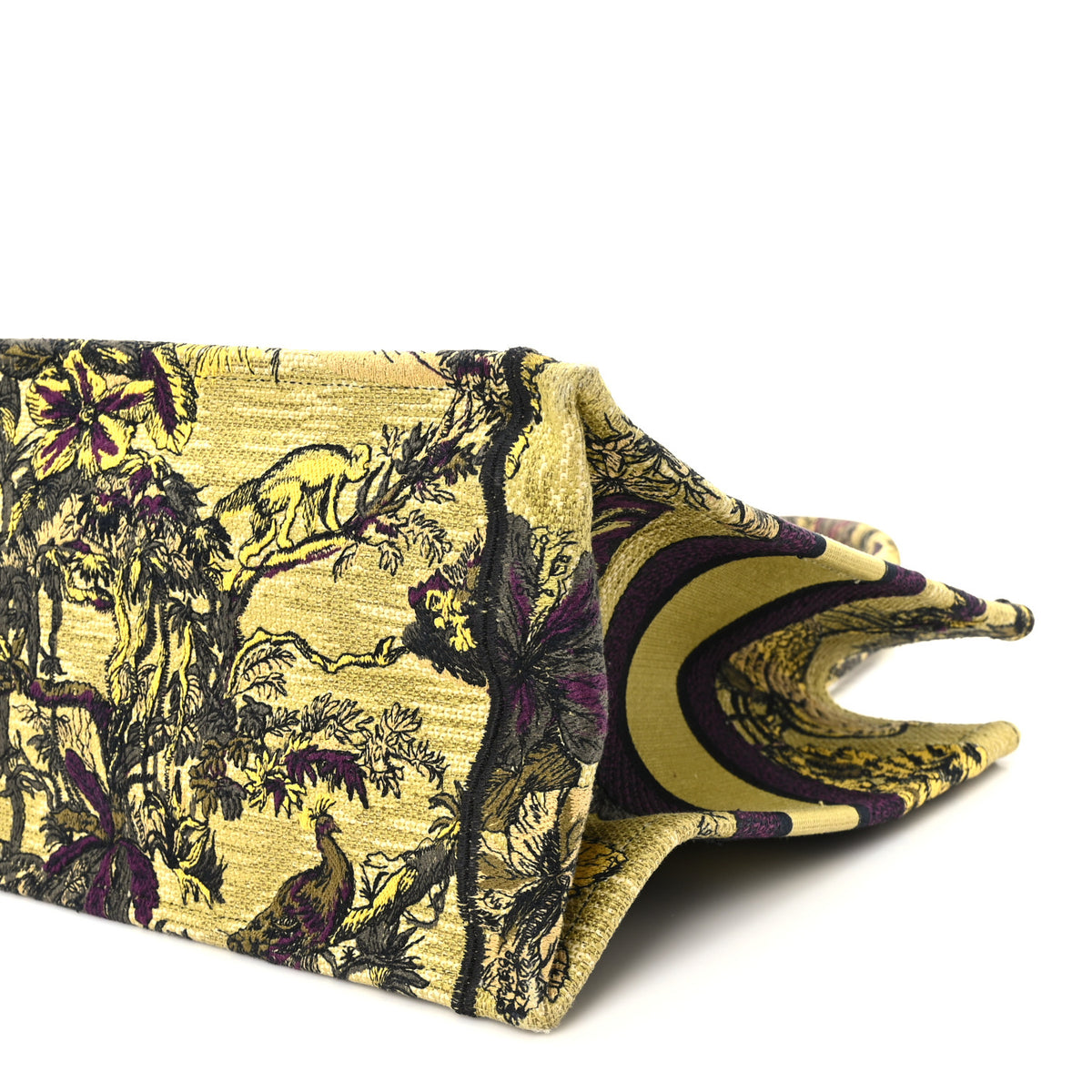 Christian Dior Canvas Embroidered Medium Toile de Jouy Voyage Book Tote Yellow Multicolor 9 of 9