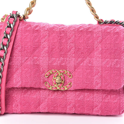 Chanel Tweed Quilted Medium 19 Flap Pink 8 of 11