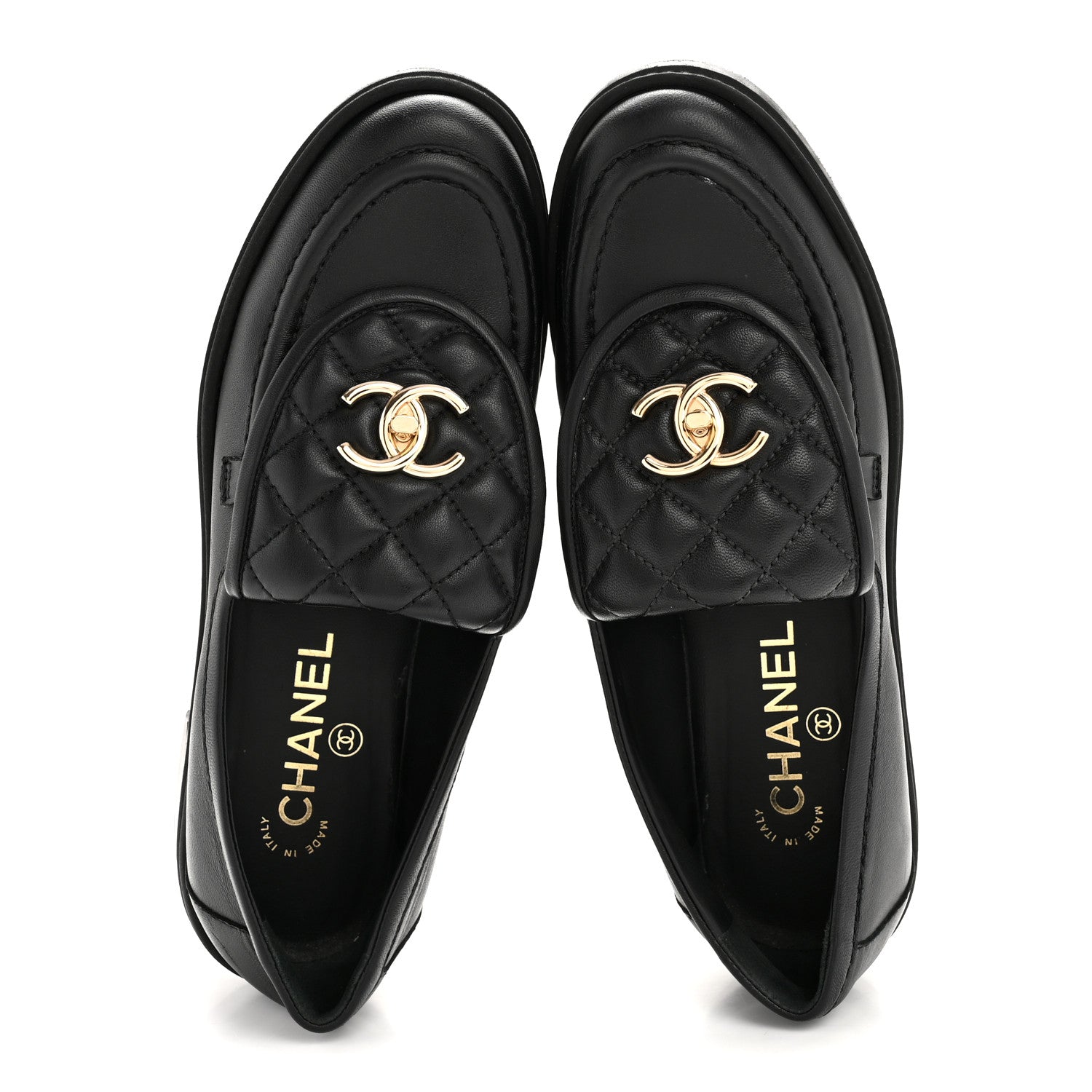 Chanel Lambskin Quilted CC Turnlock Loafers 38 Black 2 of 11
