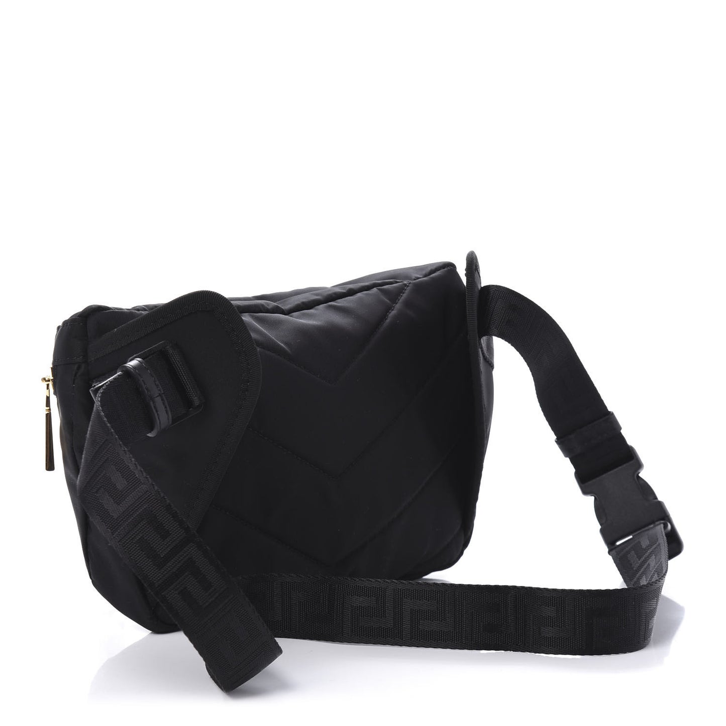 Nylon Embroidered Belt Bag Black