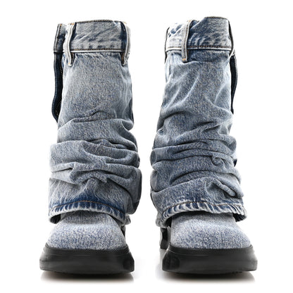 Givenchy Boyfriend Denim Shark Lock Biker Ankle Boots 40 Medium Blue 3 of 8