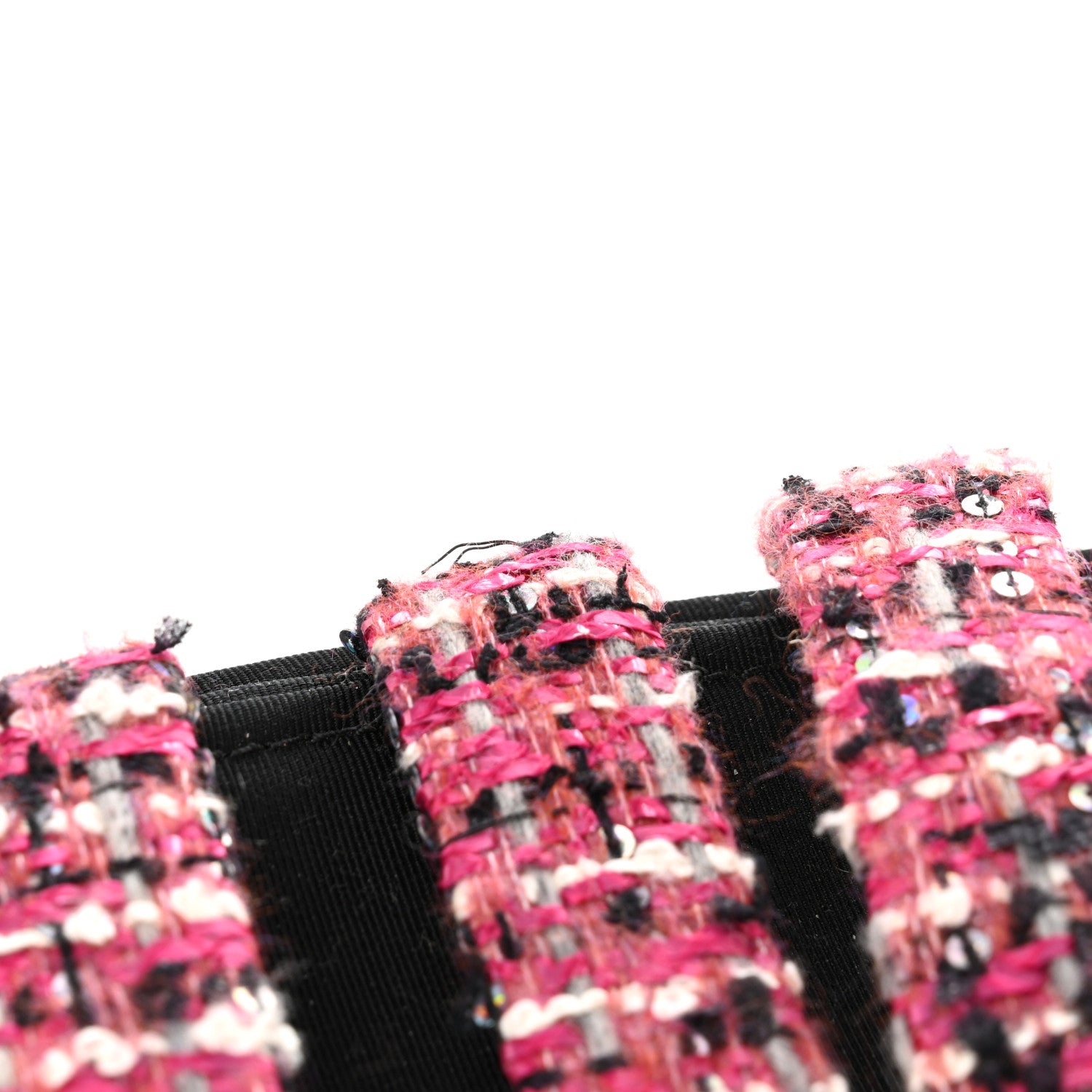 Chanel Tweed Pearl Flat Sandals 37.5 Red Black 9 of 10