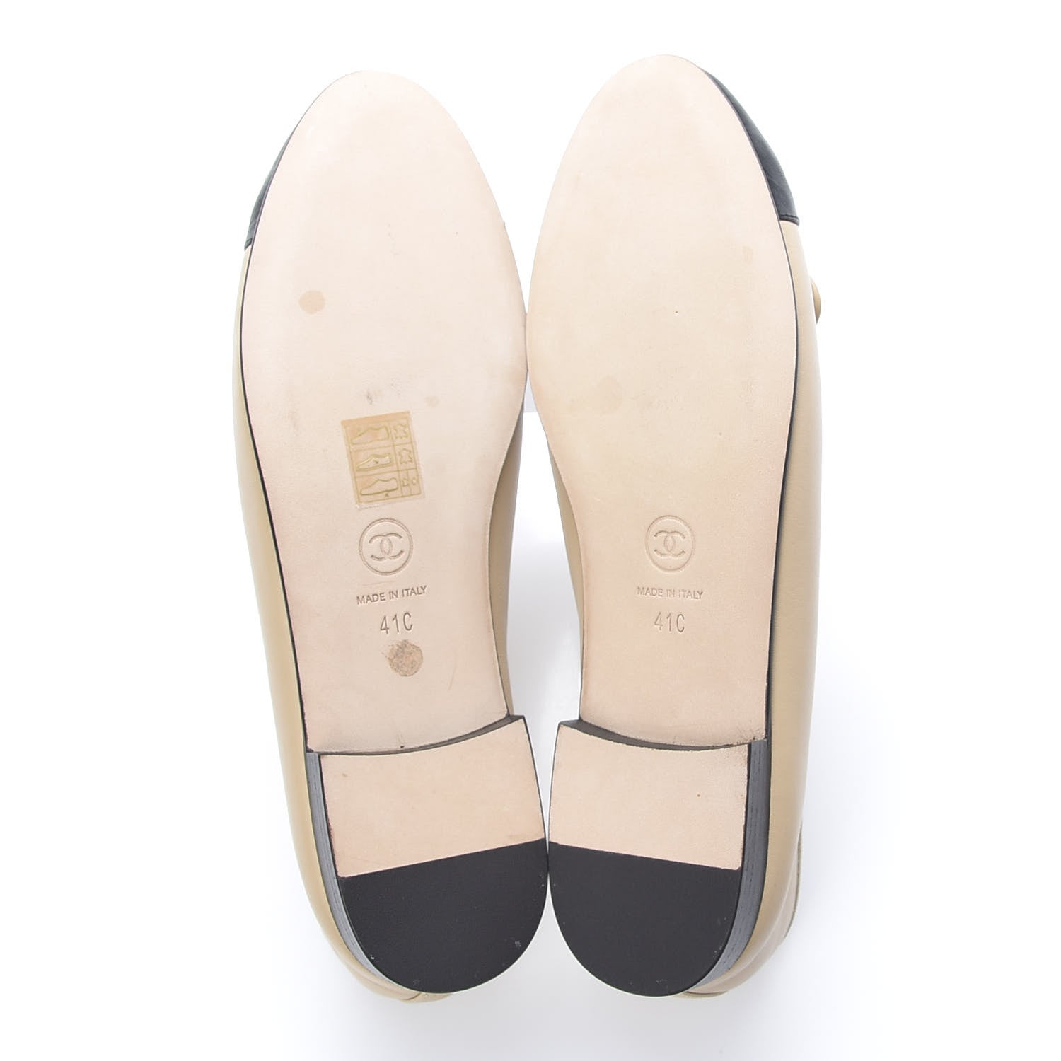 Chanel Lambskin CC Cap Toe Ballerina Flats 41 Beige Black 5 of 11