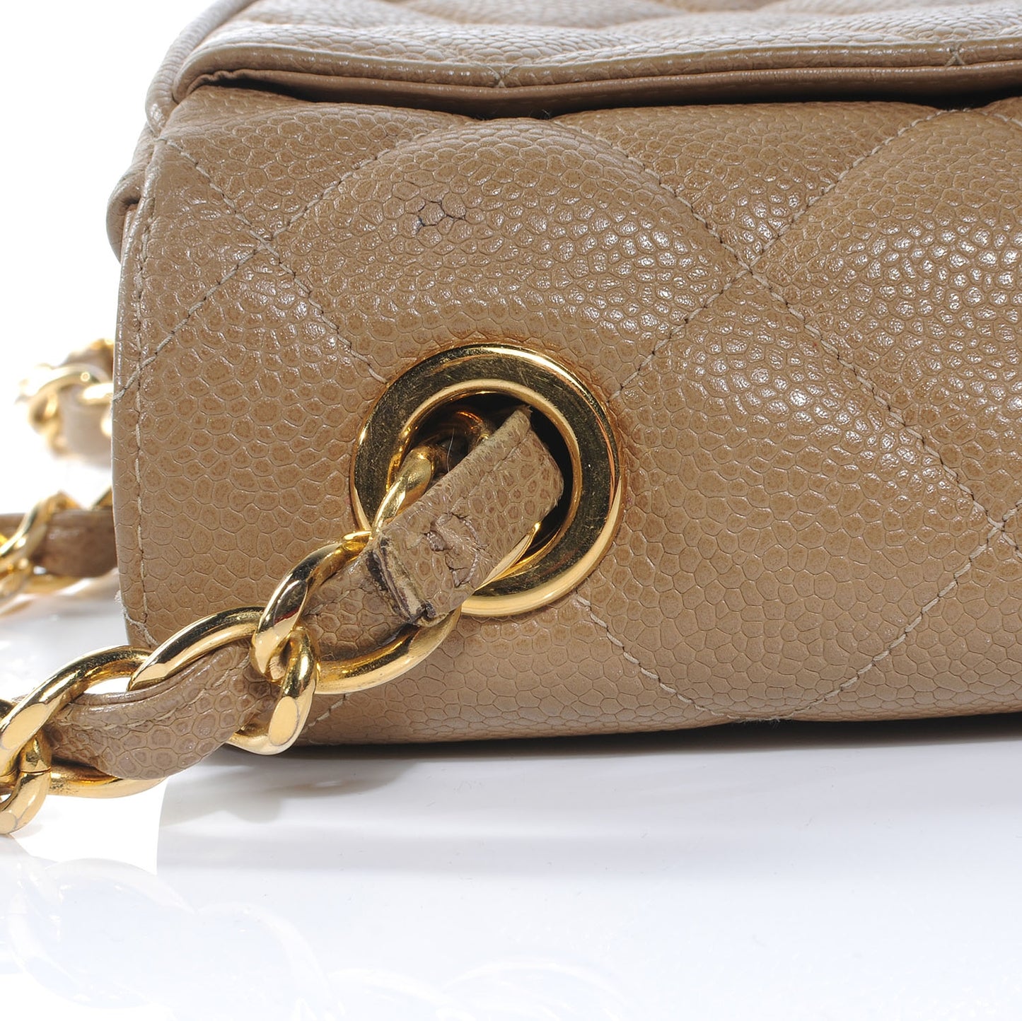 Caviar Quilted Shoulder Bag Dark Beige