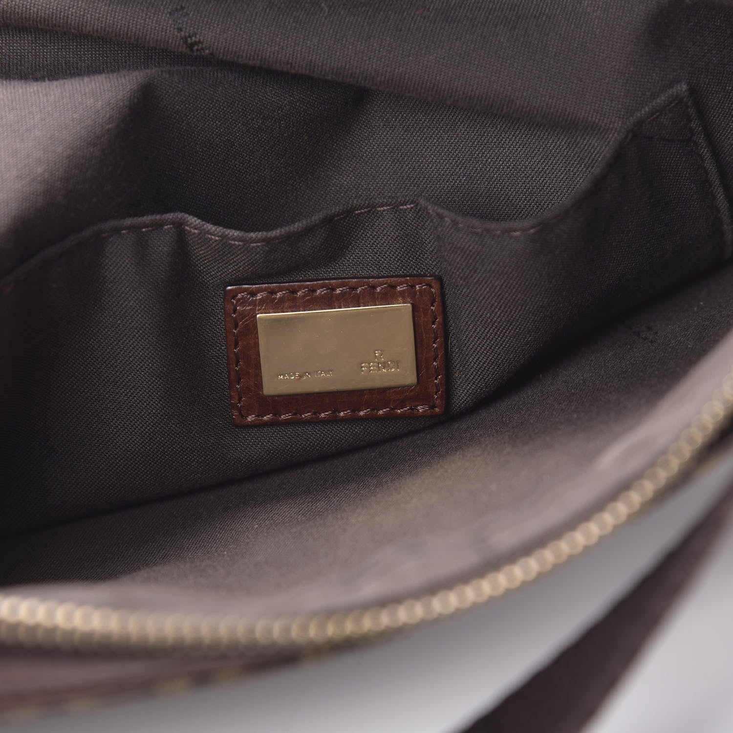 Fendi Zucchino Vitello Crossbody Messenger Mogano Panna Bruciato 6 of 14
