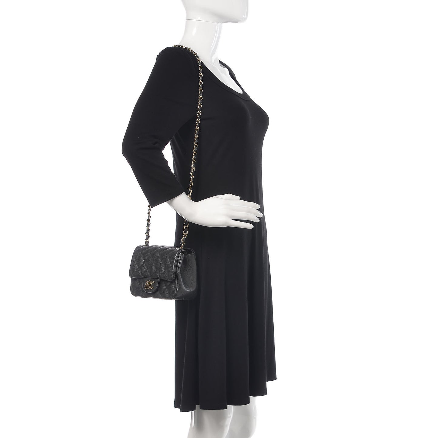 Caviar Quilted Mini Square Flap Dark Grey