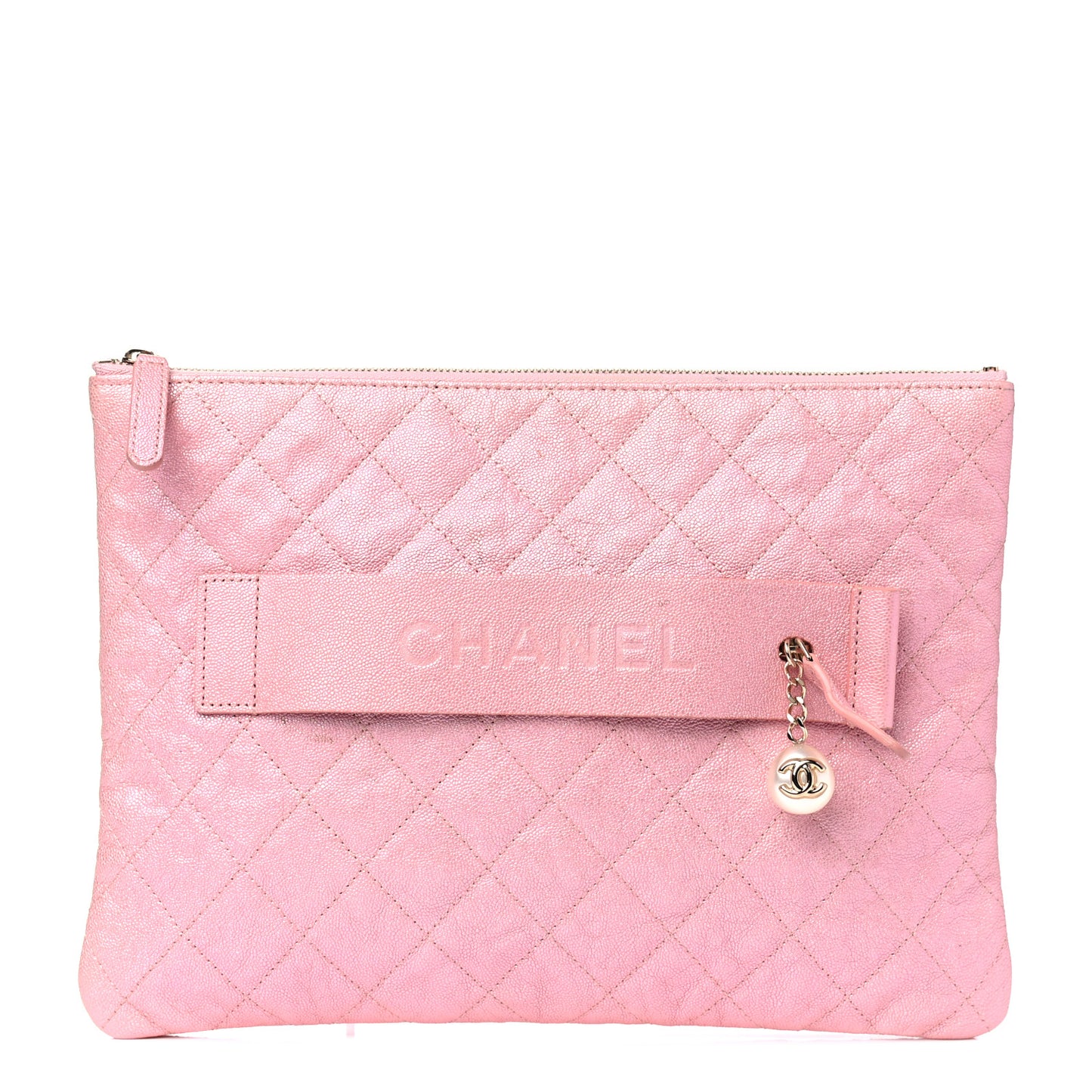 Iridescent Caviar Medium Night by the C Pouch Clutch Rose Pink