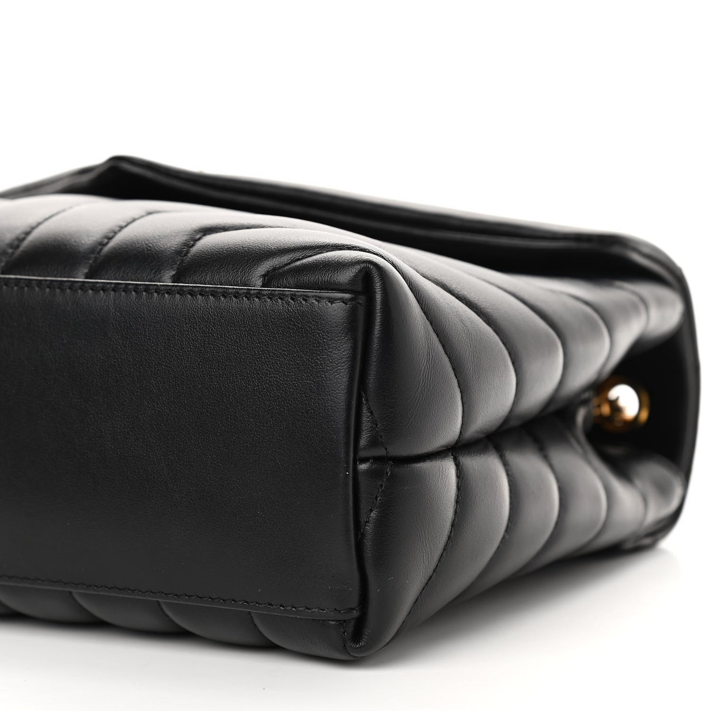 Calfskin Y Quilted Monogram Small Loulou Chain Satchel Black