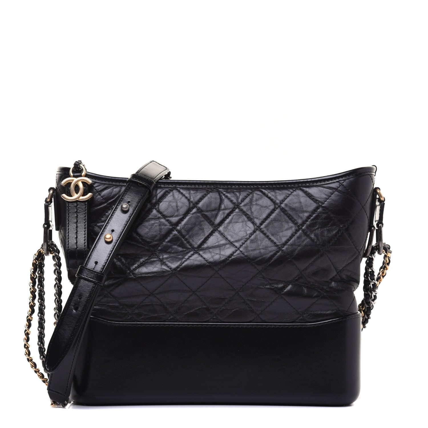 Chanel Aged Calfskin Quilted Medium Gabrielle Hobo Black 1 of 18