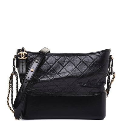 Chanel Aged Calfskin Quilted Medium Gabrielle Hobo Black 1 of 18